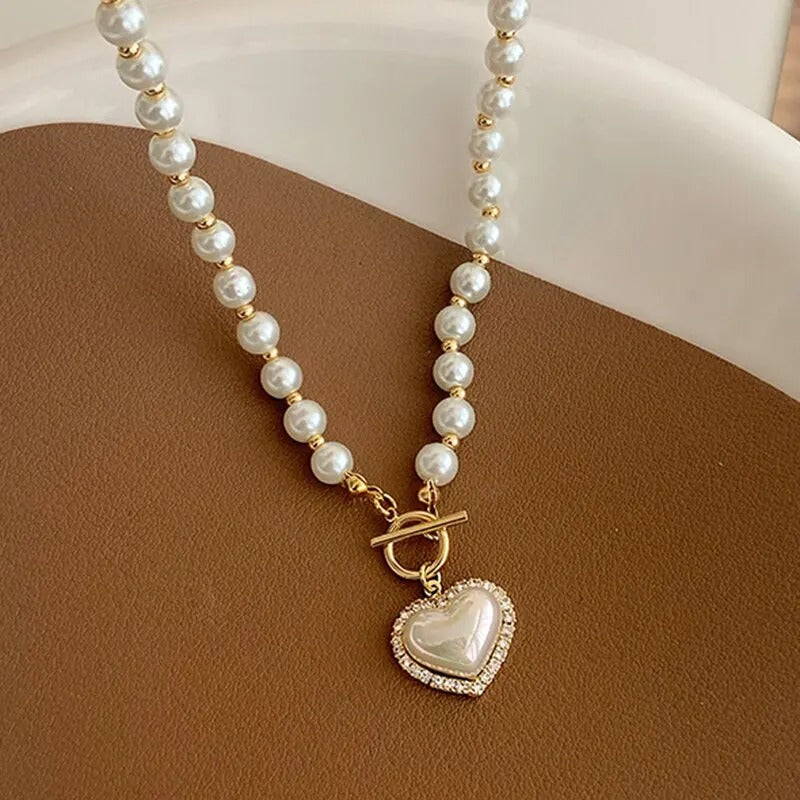 Graceful Heart Pearl Necklace