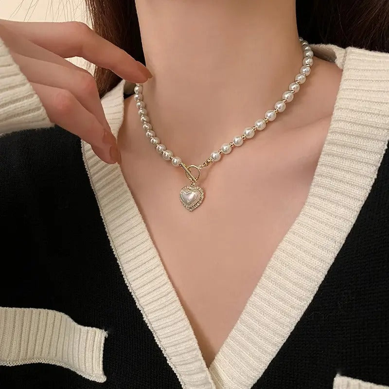 Graceful Heart Pearl Necklace